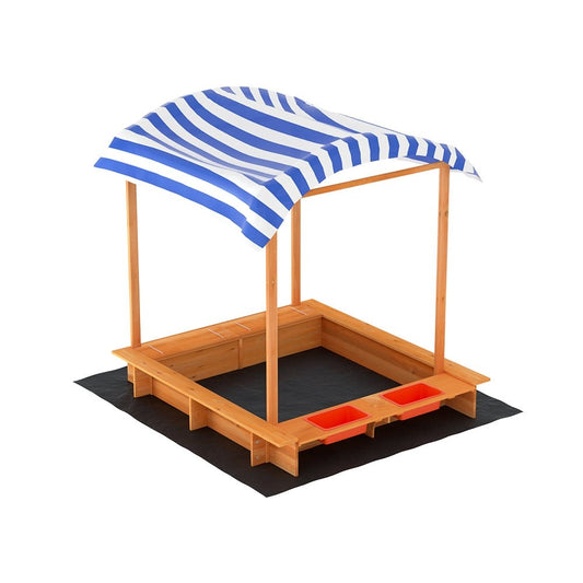 Keezi Kids Wooden Sand Pit with Canopy and Water Boxes - ideal backyard playset for children.