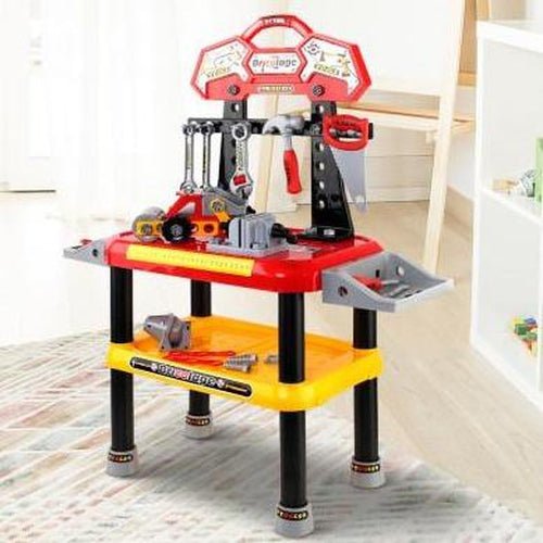 Keezi Kids Workbench Red | Child-sized workbench for creative play and DIY projects at home.