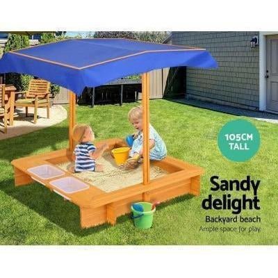 Keezi outdoor sand pit with canopy and ground sheet, ideal for kids playtime.