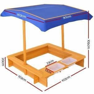 Keezi Outdoor Wooden Sand Pit with Canopy | perfect backyard play area for kids.