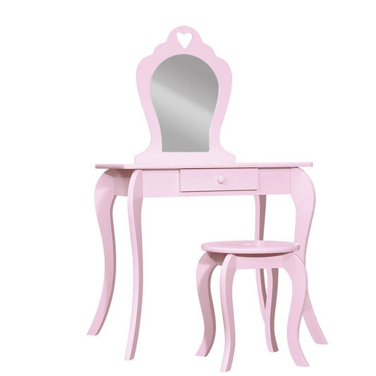 Keezi Pink Kids Vanity Set - Princess Mirror Makeup Table for Childrens Dress-up Play