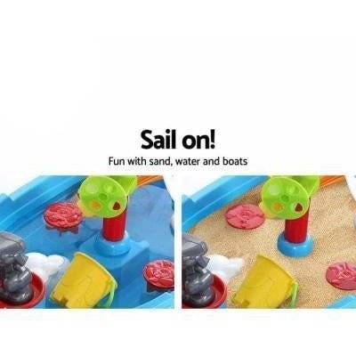 Keezi Pirate Ship Sand and Water Table for imaginative play and sensory fun.