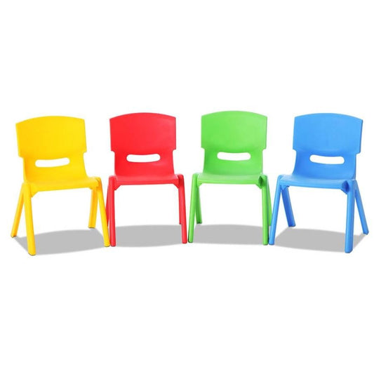 Keezi 4 colorful kids play chairs with ergonomic design for home playrooms and activities.