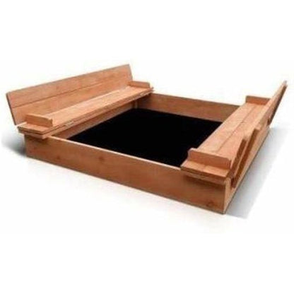 Keezi Toy Sandpit with Cover and Seat Wood, ideal kids play equipment for backyard fun.