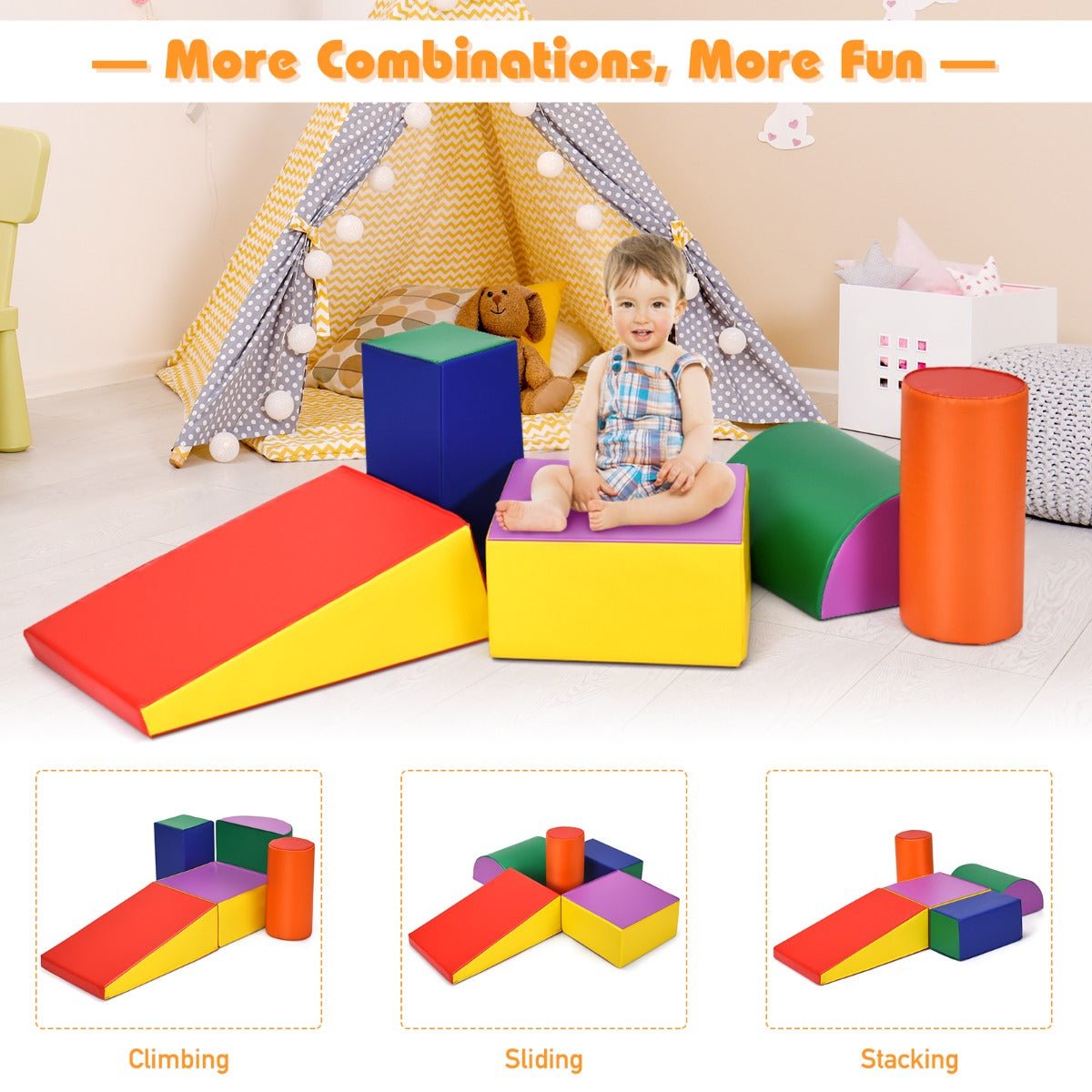 Kid's Crawl and Climb Foam Shapes - Interactive Playset for Toddlers