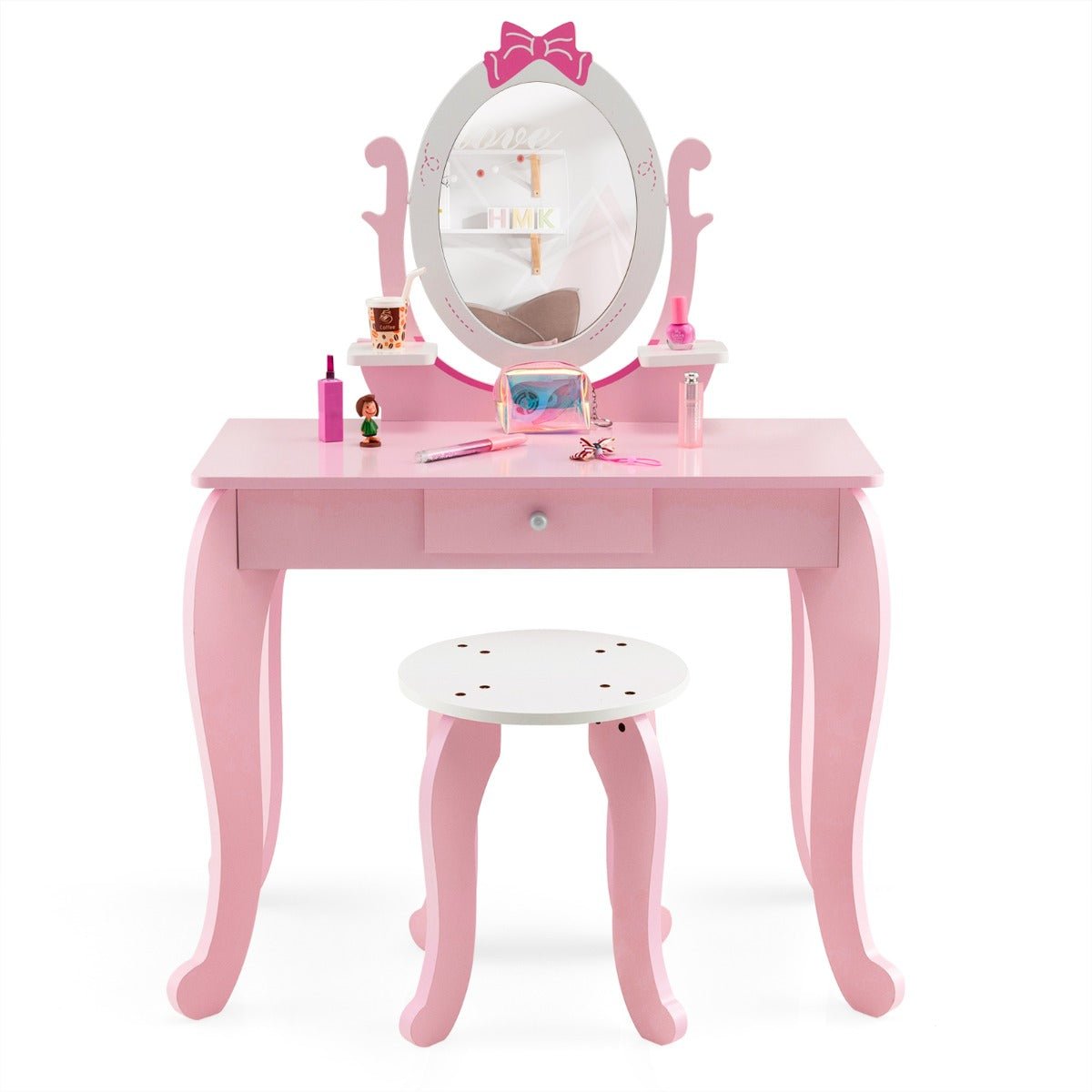 Growing Elegance: Children's Vanity Table Set with Adjustable Mirror