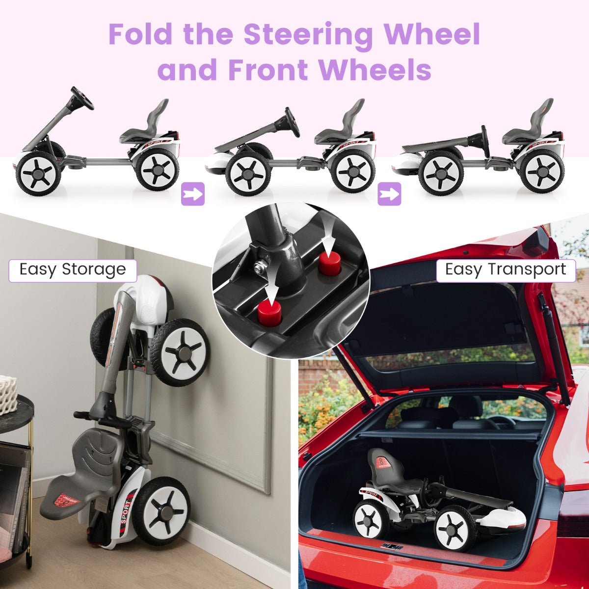 Foldable Go Kart for Easy Storage and Transport