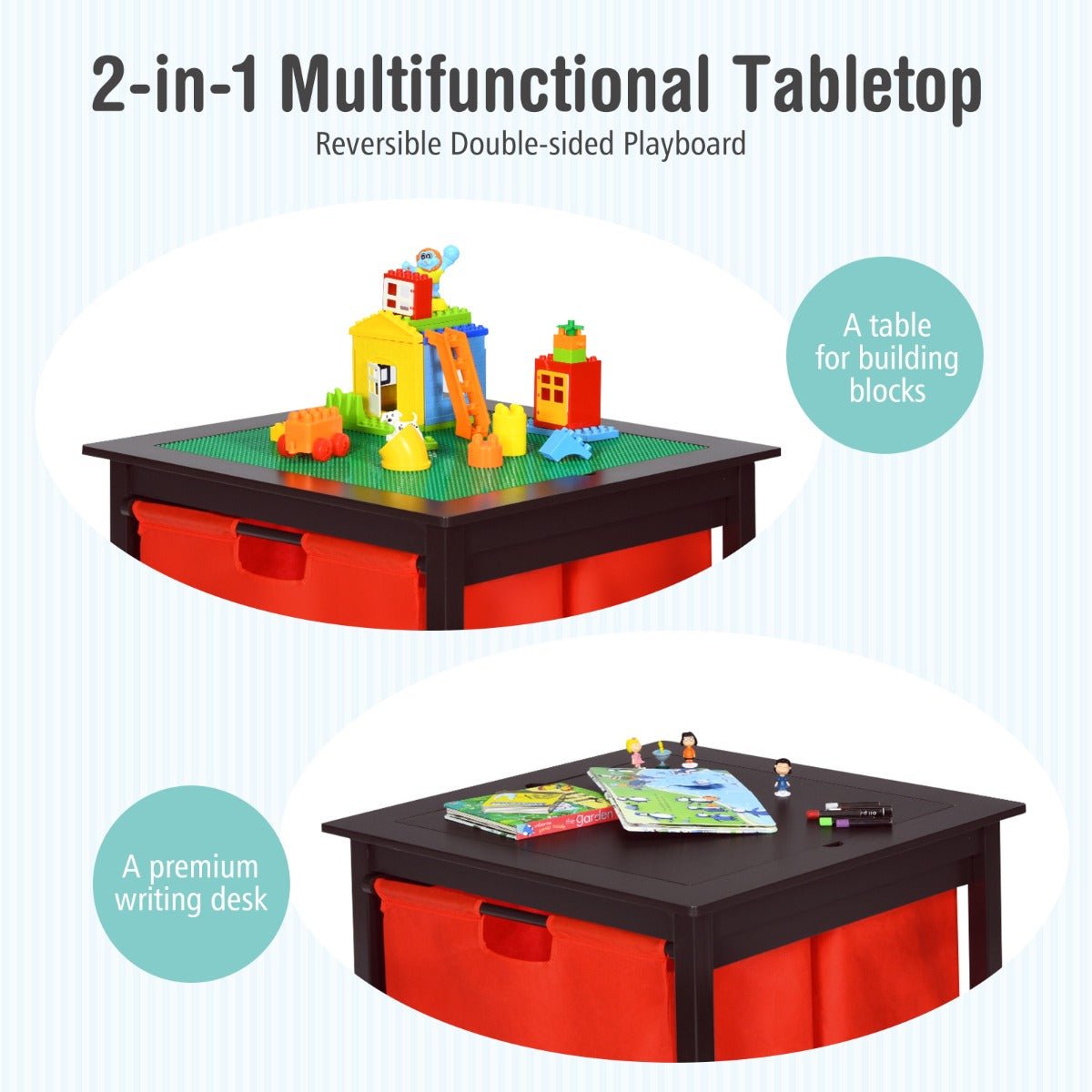 Organize Play: Espresso Kids Activity Table with Non-woven Drawers