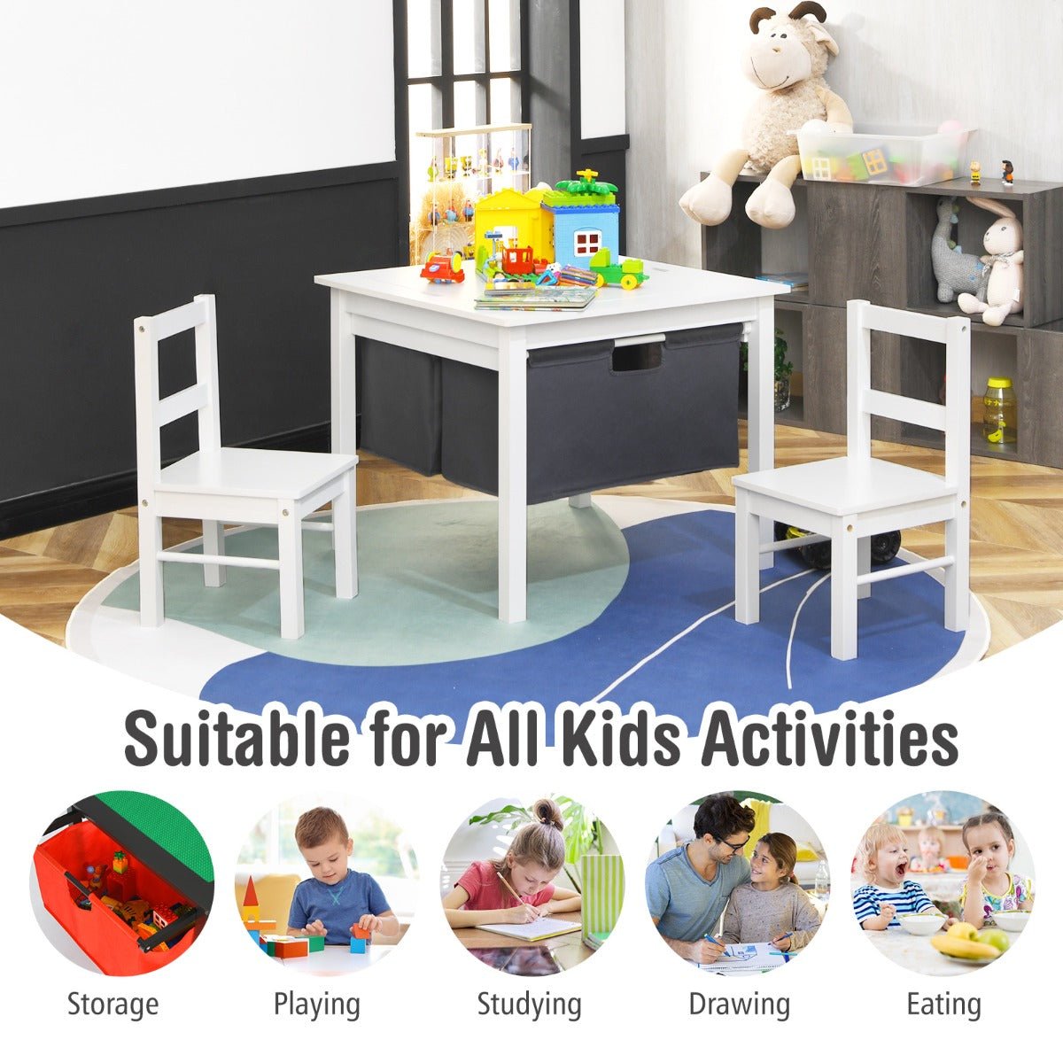 Experience Organized Playtime with the White Activity Table