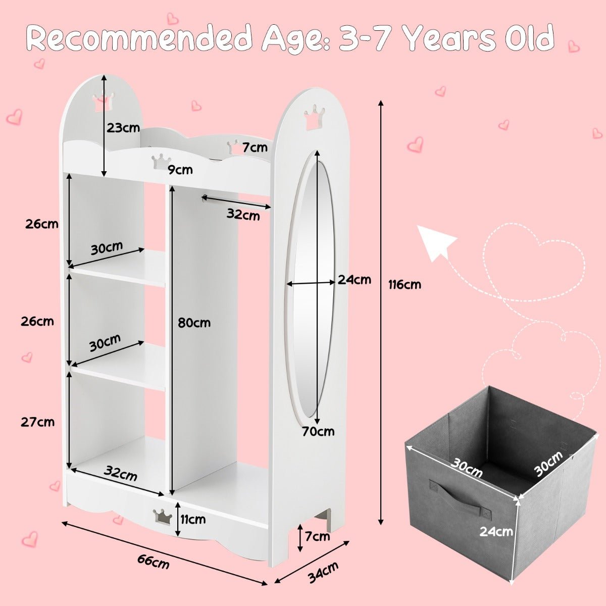 Kids Armoire Dresser with Mirror - Organize and Reflect with Elegance