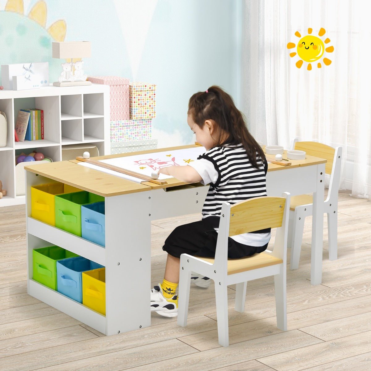 Kids Easel and Drawing Table Combo Set