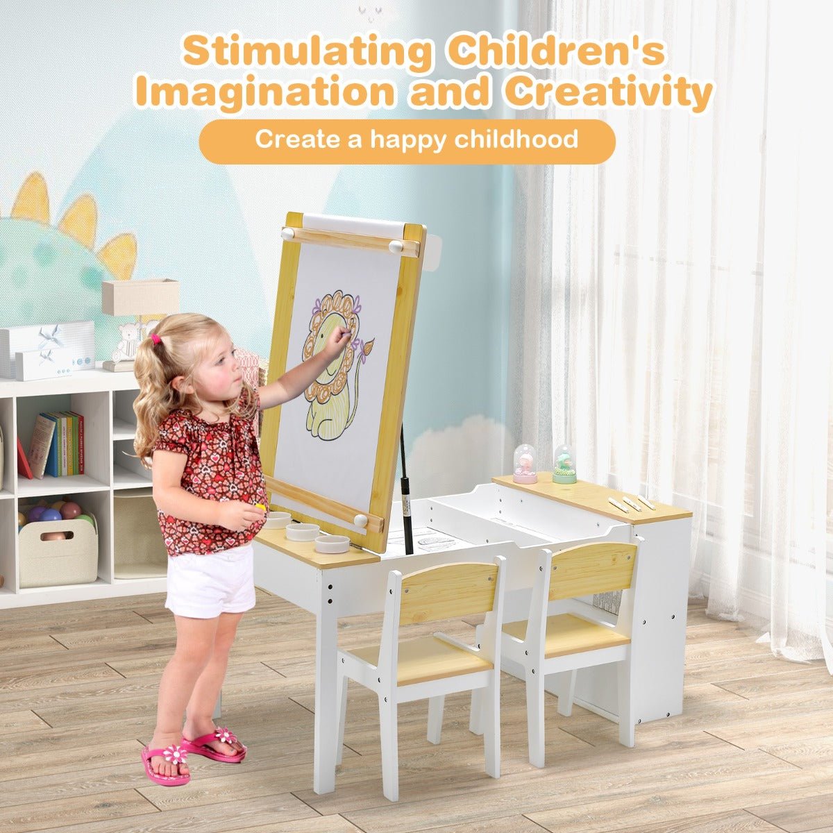 Artistic Play Center with Easel and Ample Storage