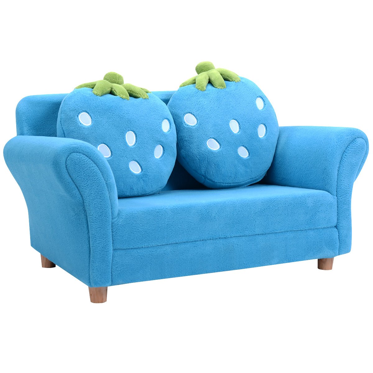Kids Lounge Bed: 2-Seat Sofa with Strawberry Pillows for Cozy Moments