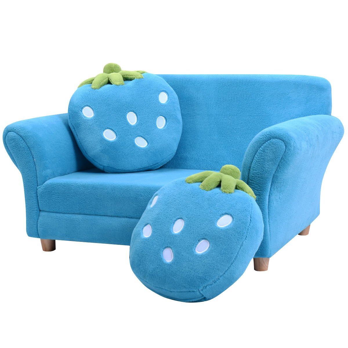 Children's 2-Seat Sofa: Lounge Bed with 2 Strawberry Pillows for Rest