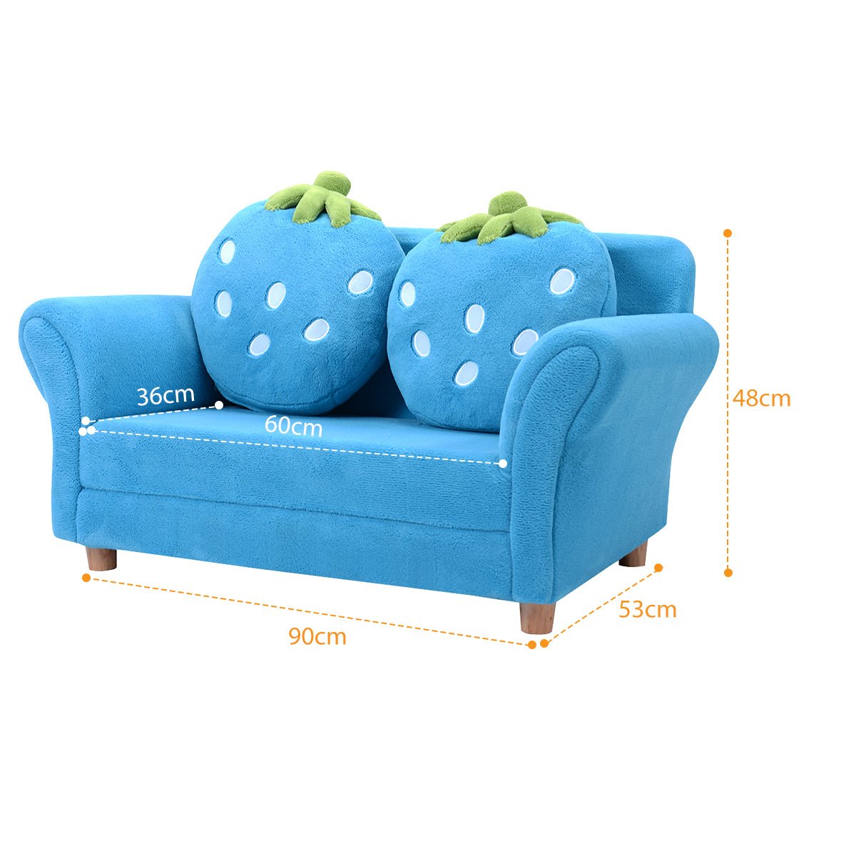 Kids Lounge Bed: 2-Seat Sofa with Playful Strawberry Pillows for Children