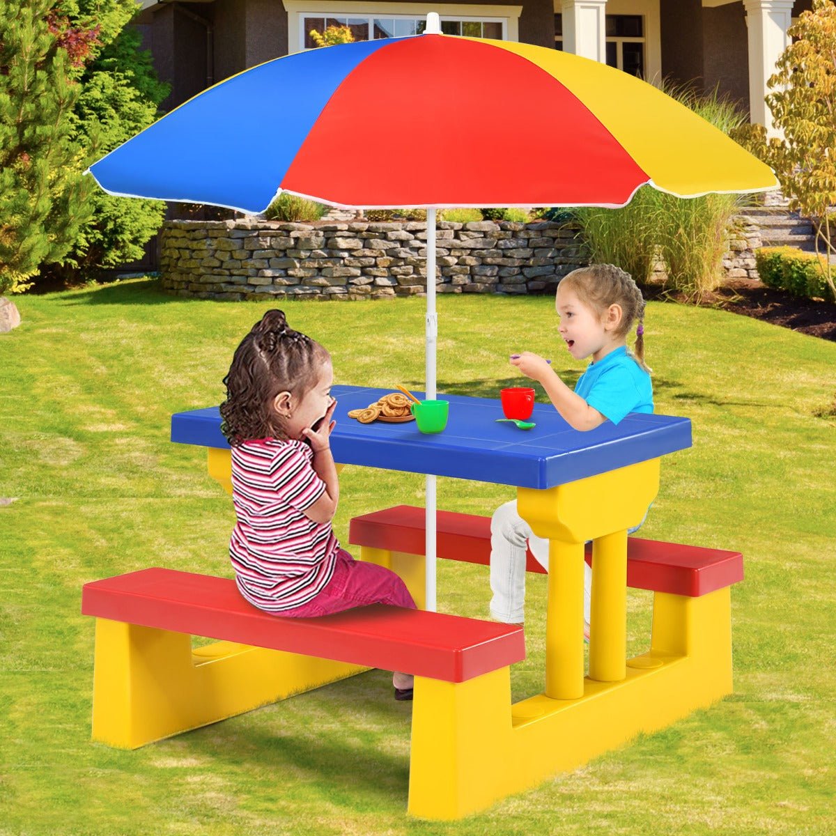 Kids colourful Picnic Delight: Removable Umbrella for Outdoor Fun