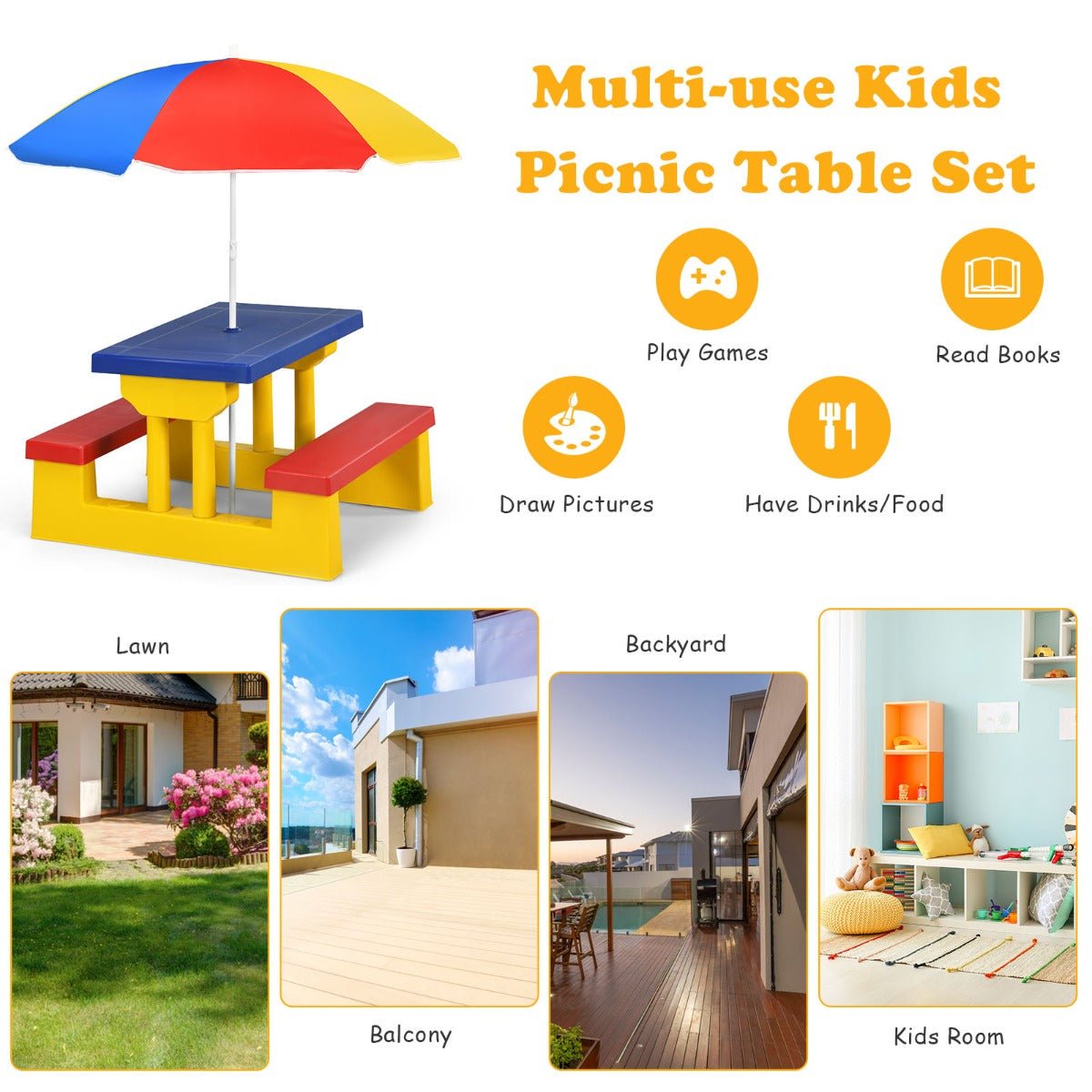 Playful Kids Outdoor Table: Unveil Fun and Sunlit Delights with Umbrella
