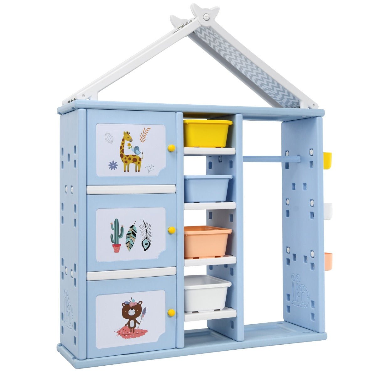 Kids Costume Dresser - Blue Storage Closet for Pretend Play and Organization