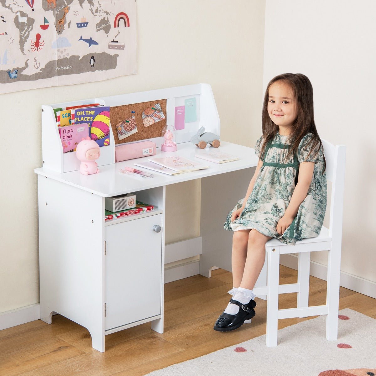 Children's Learning Desk & Chair Set: Hutch & Bulletin Board for Growth