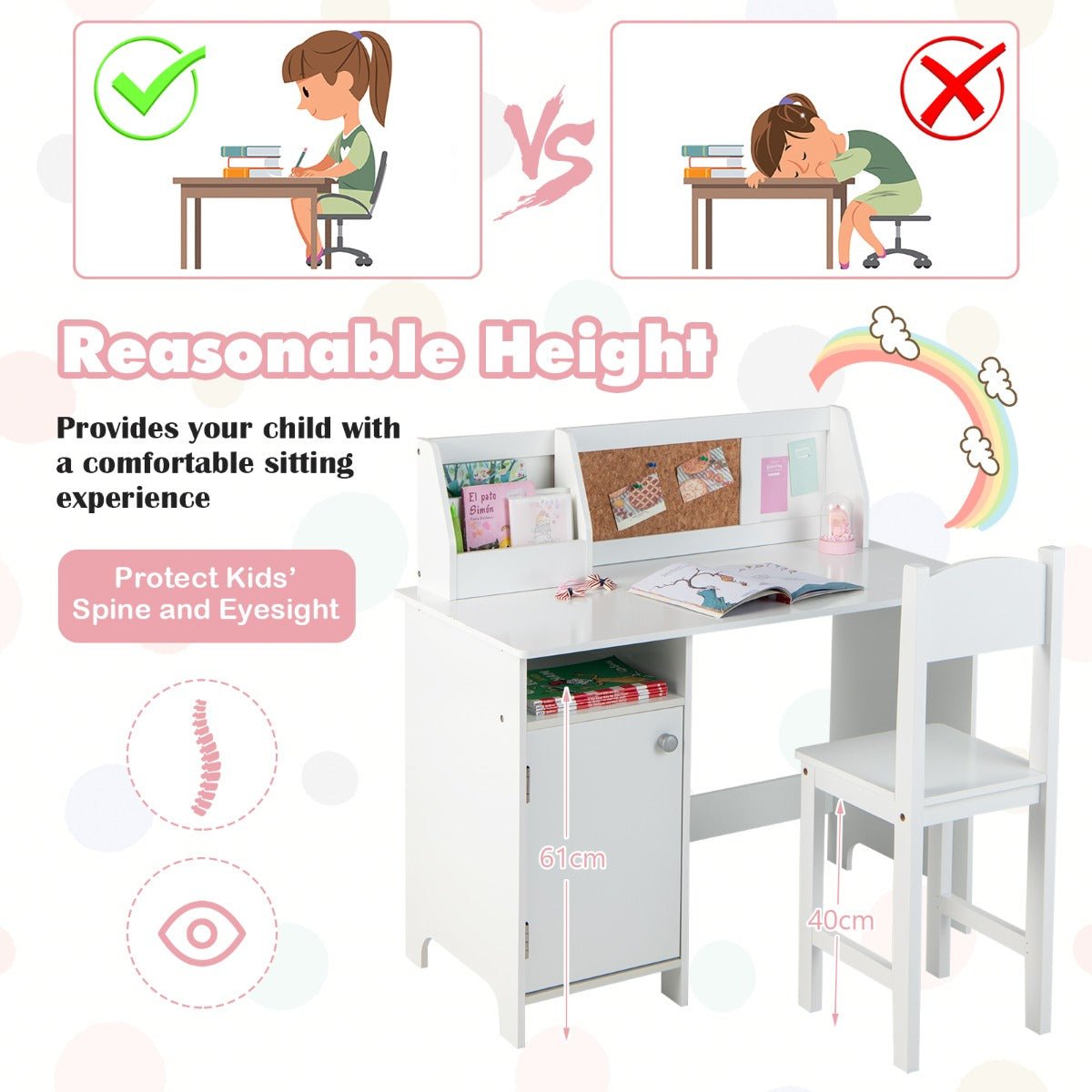 Kids Desk & Chair Set: Hutch & Bulletin Board for Engaging Education