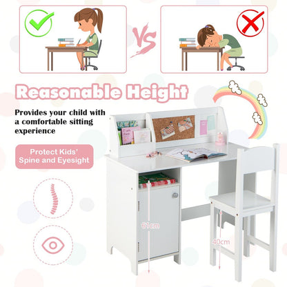 Kids Desk & Chair Set: Hutch & Bulletin Board for Engaging Education