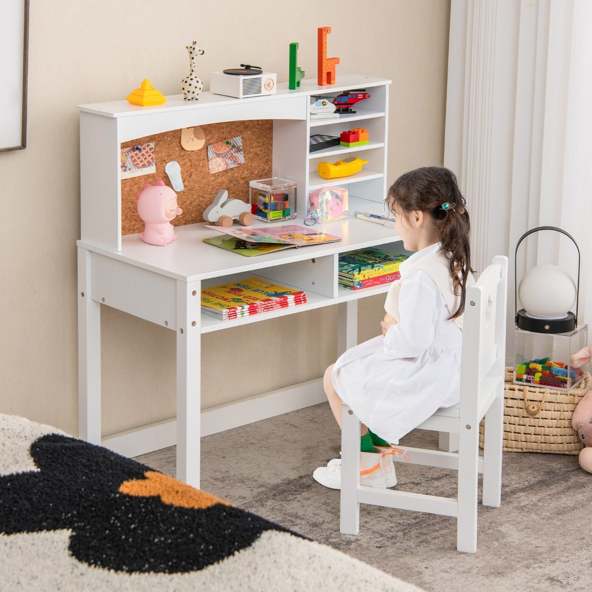Sturdy and Stylish: Kids Desk and Chair Set with Solid Wood Legs