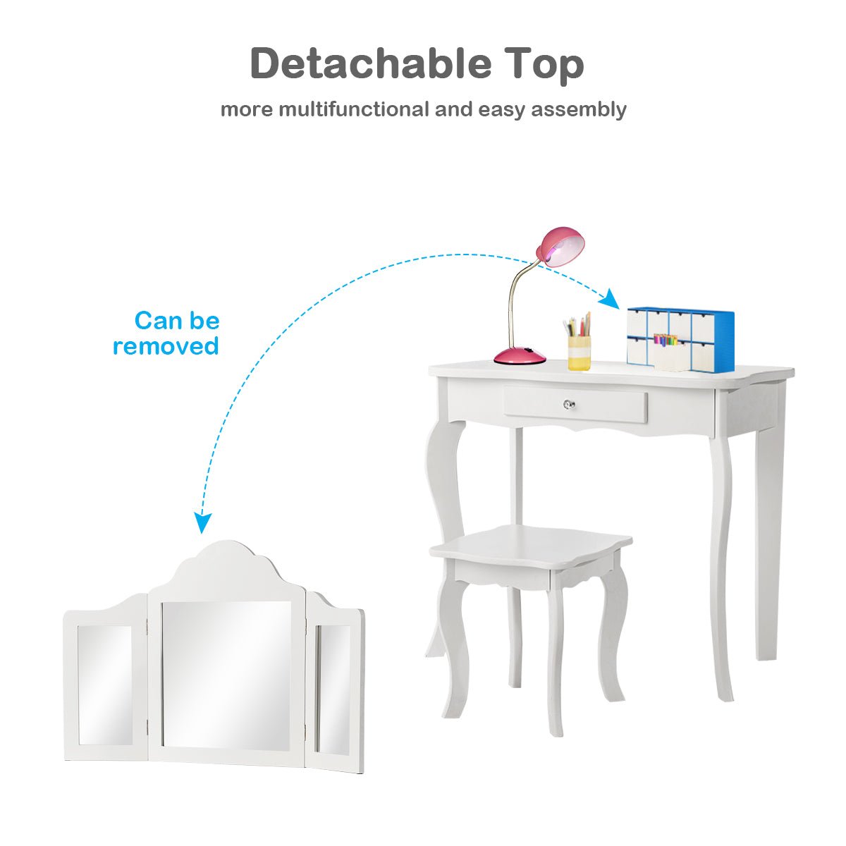 White Kids Dressing Table Set - Making Playtime Magical at Kids Mega Mart