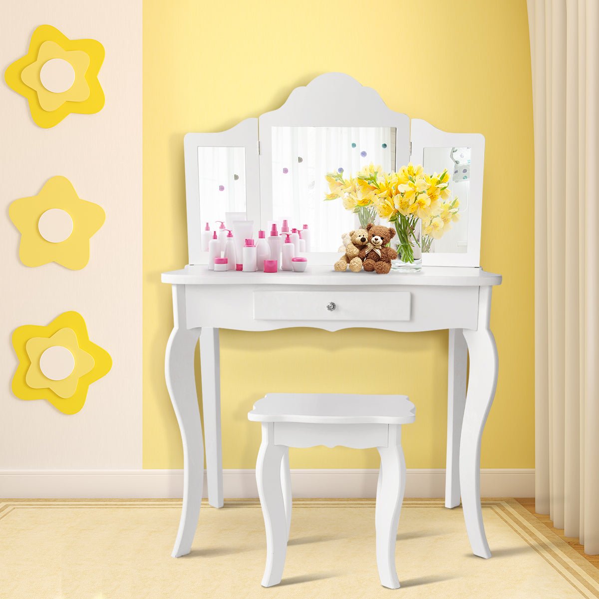 Enhance Playtime with the White Kids Dressing Table Set