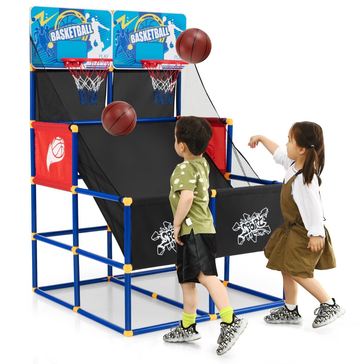 Basketball Fun Galore: Kids Dual Shot Hoop Arcade Game with 2 Hoops
