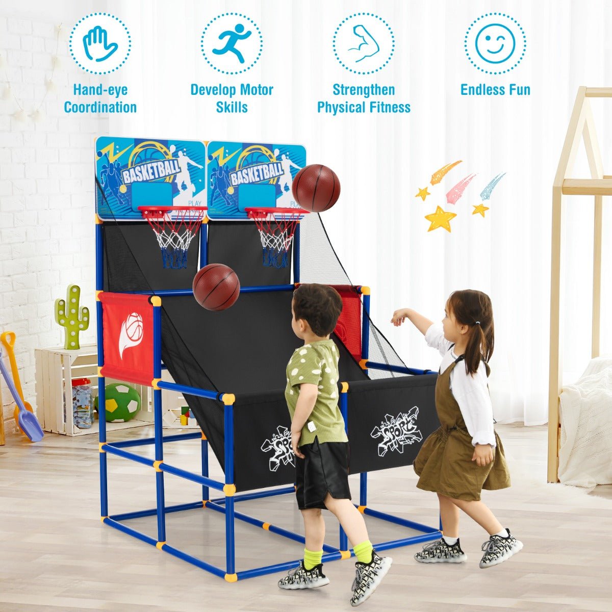 Hoop Showdown: Kids Dual Shot Basketball Arcade Game, 2 Hoops
