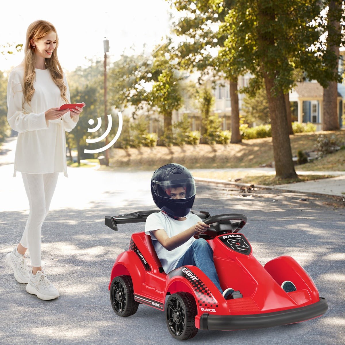 Zoom into Fun: Red Electric Go Kart with Remote Control for Kids