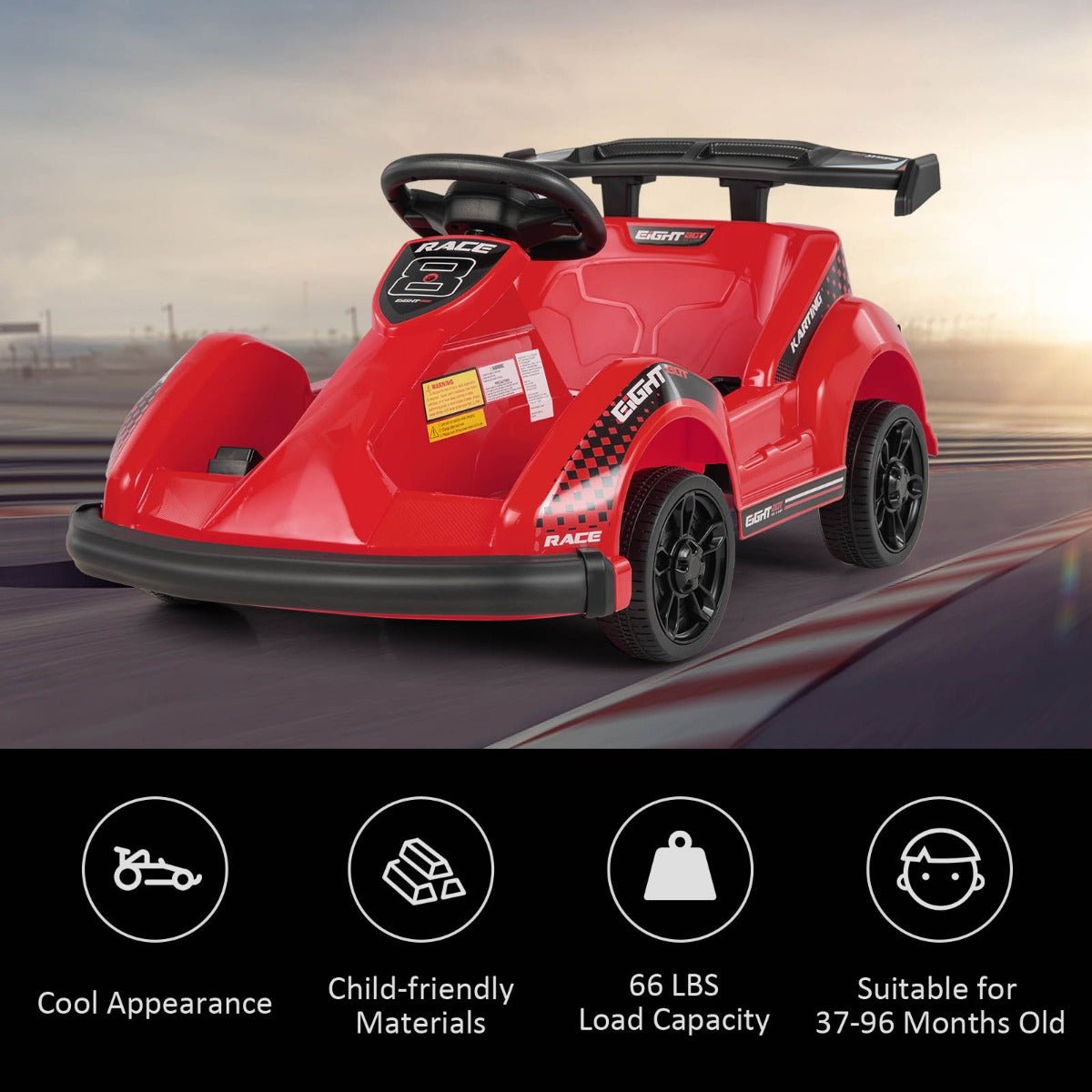 Go Kart Excitement: Remote-Controlled Red Electric Ride-On for Kids