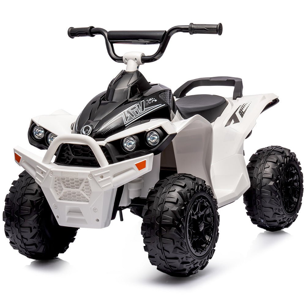 White electric ride-on quad bike ATV toy for kids, fun home entertainment