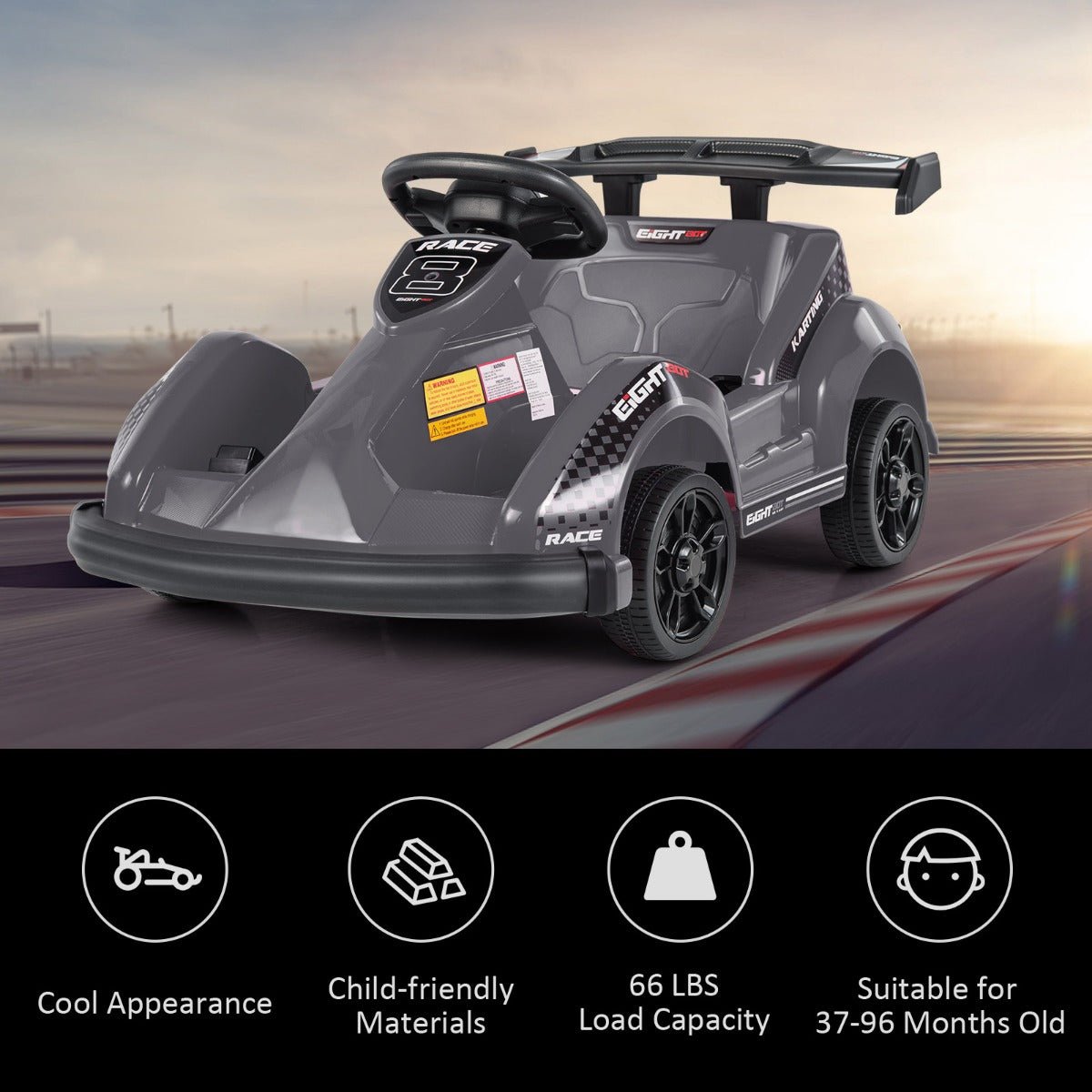 Zoom into Adventure: Black Electric Go Kart with Remote Control for Kids