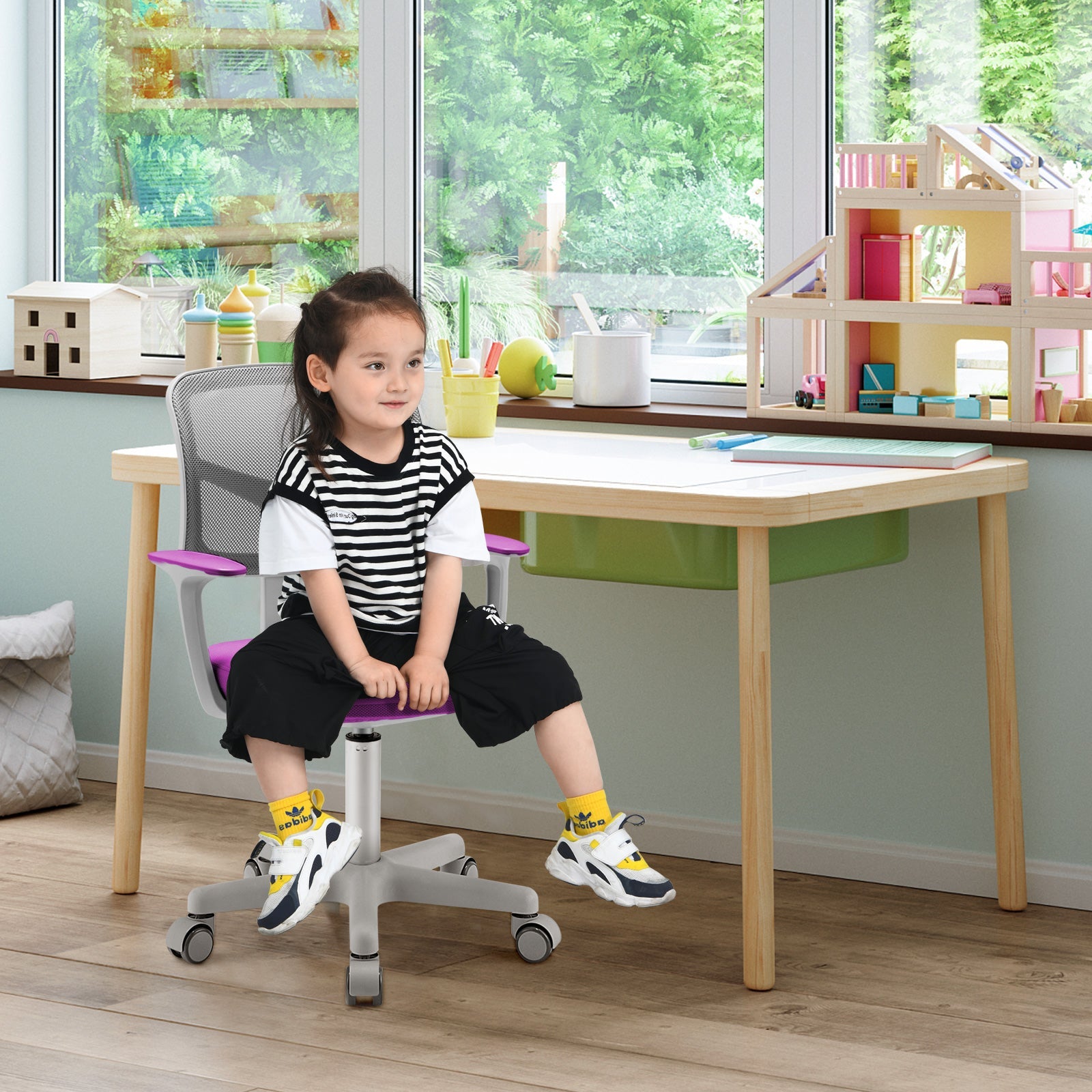 Kids Ergonomic Task Chair - 360° Swivel and Height Adjustable