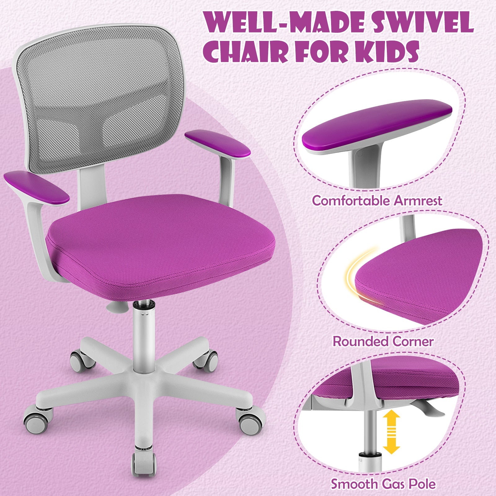 Ergonomic Kids Chair - Height Adjustable and 360° Swivel Seating