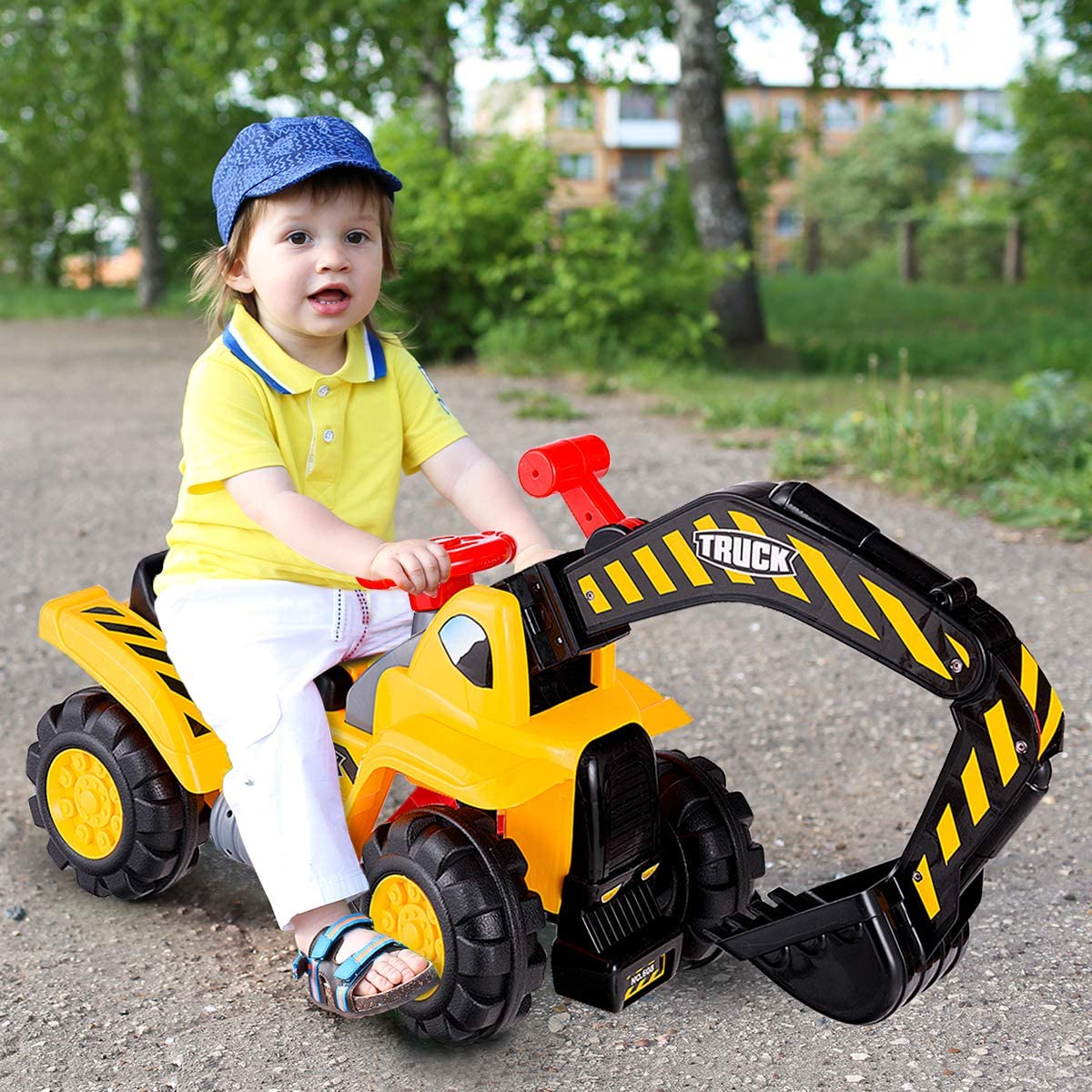 Explore and Learn: Kids Excavator Ride On Digger with Safety Helmet