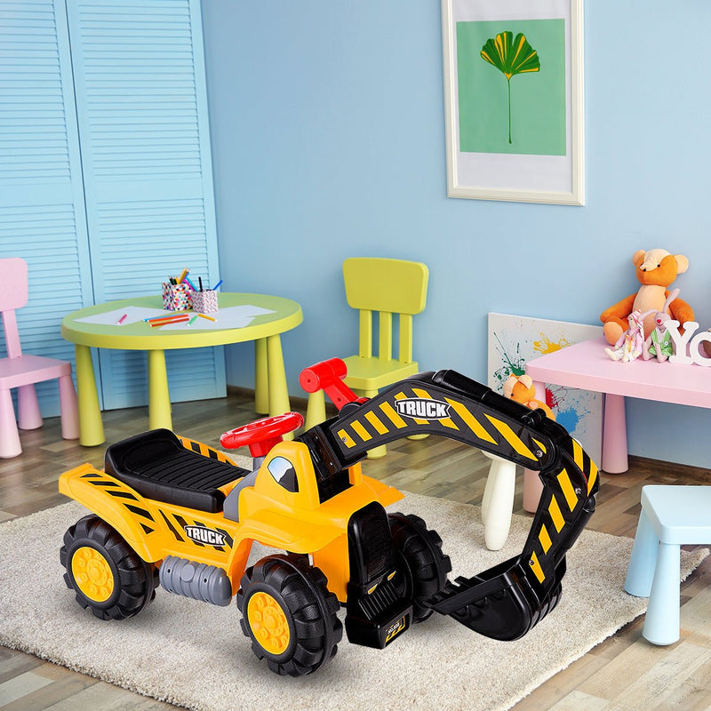 Buy Kids Excavator Push Along Ride On Digger Toy with Helmet