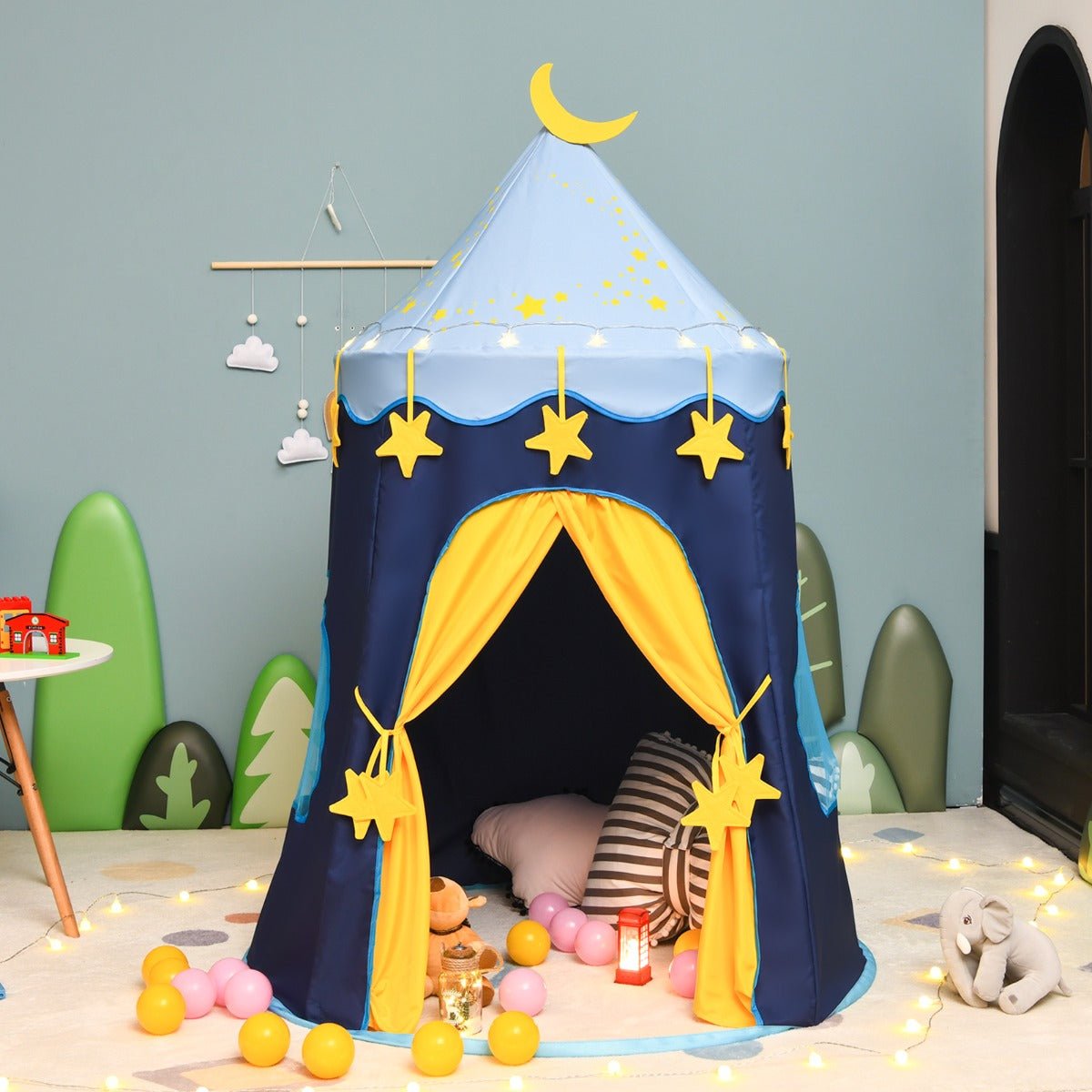 Kids Pop Up Play Tent: Magical Starry Adventure with Lights & Bag