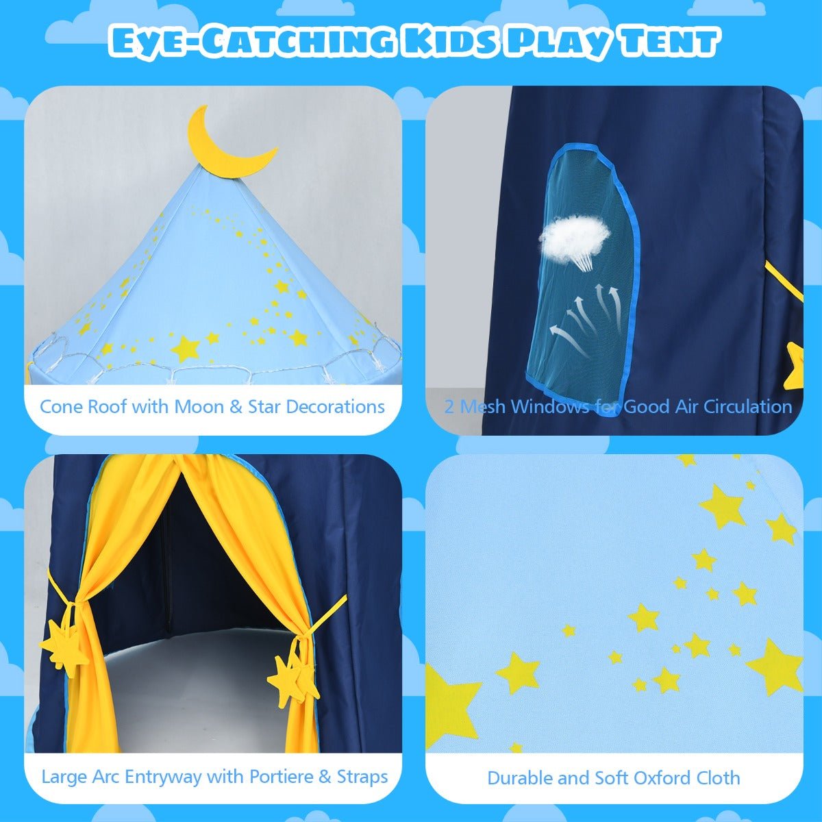 Enchanting Playtime: Kids Pop Up Tent with Star Lights & Carry Bag