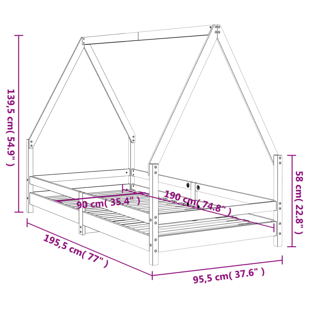 Single size solid pine kids house bed frame - perfect playful sleeping sanctuary for children