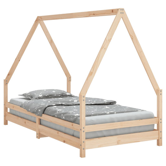 Single size kids house bed frame crafted from solid pine wood for cozy sleep.