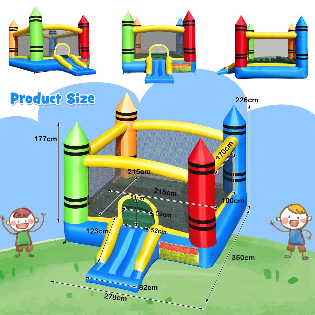 Kids Jumping Castle with Safe Slide & Entrance - Outdoor Fun Unleashed