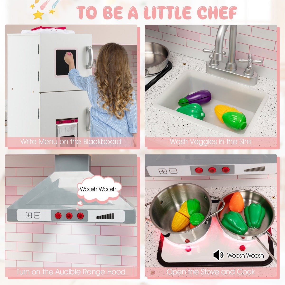 Joyful Pretend Cooking: Kids Kitchen Pretend Play Set with Cookware & Apron