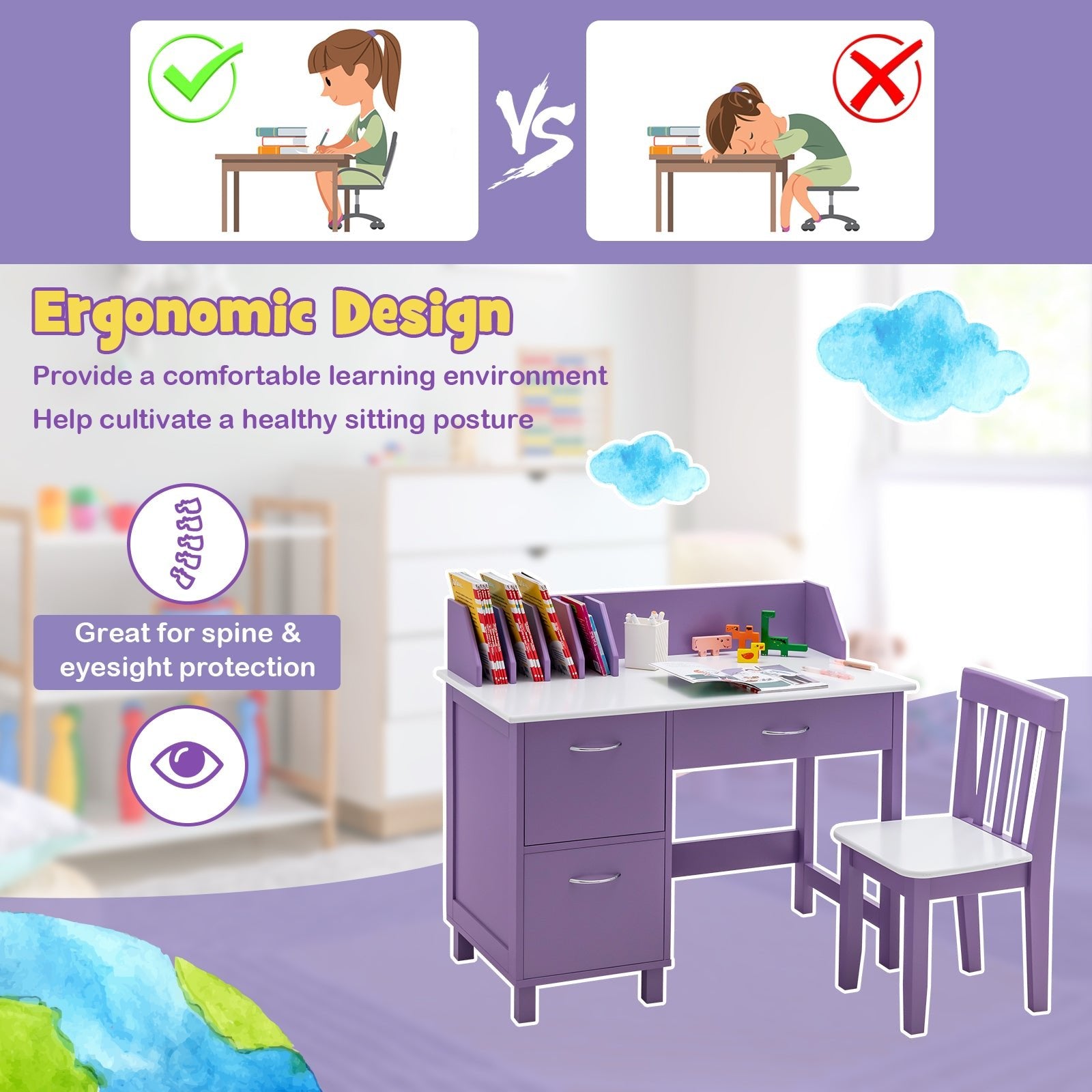 Comfortable Kids Study Corner: Where Ideas Blossom and Concentration Grows