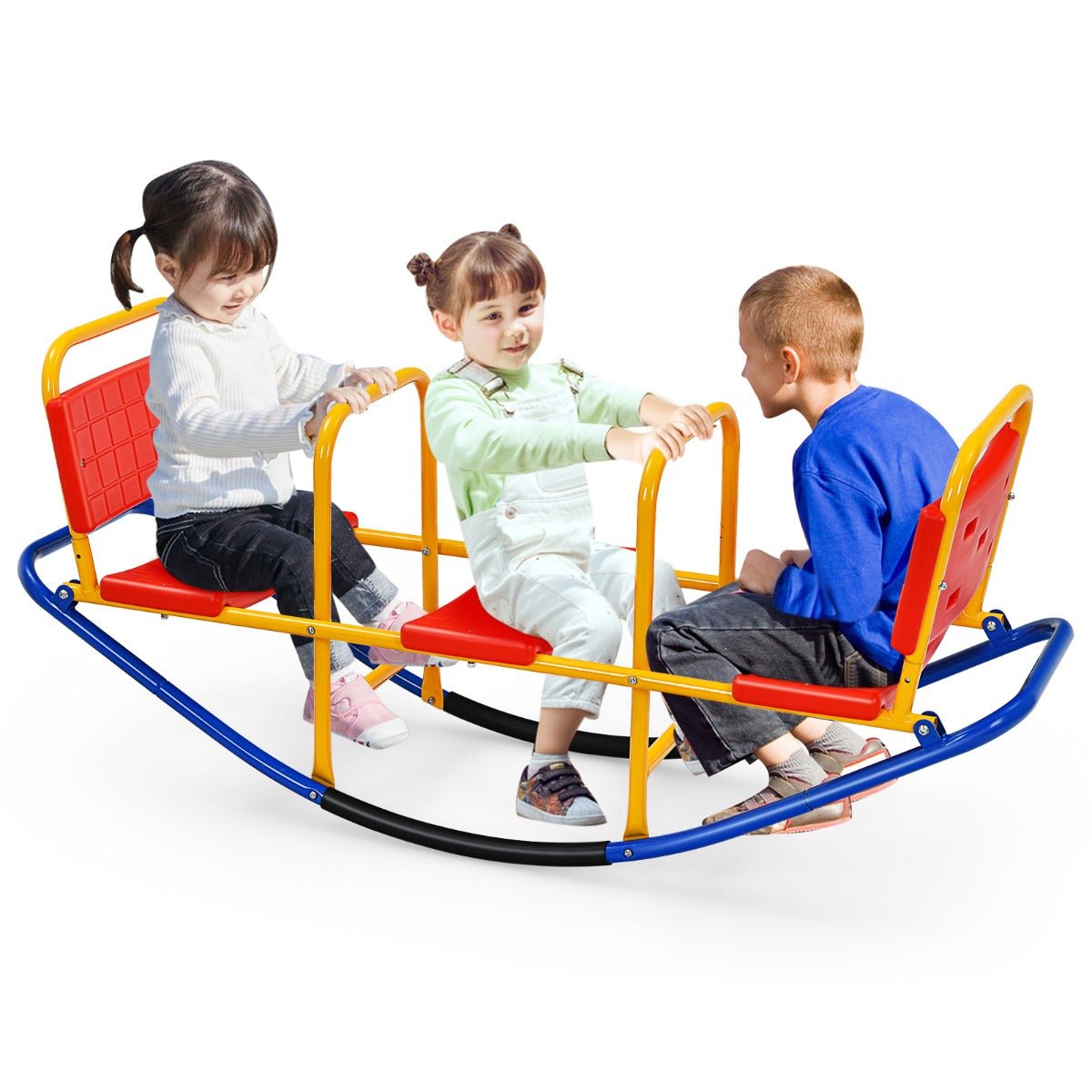Kids Seesaw with Handlebars: Metal Rocking Fun for Active Play