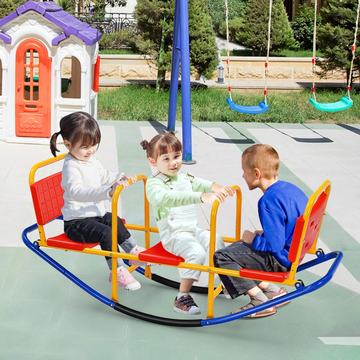 Metal Seesaw for Children: Rocking Fun with Sturdy Handlebars