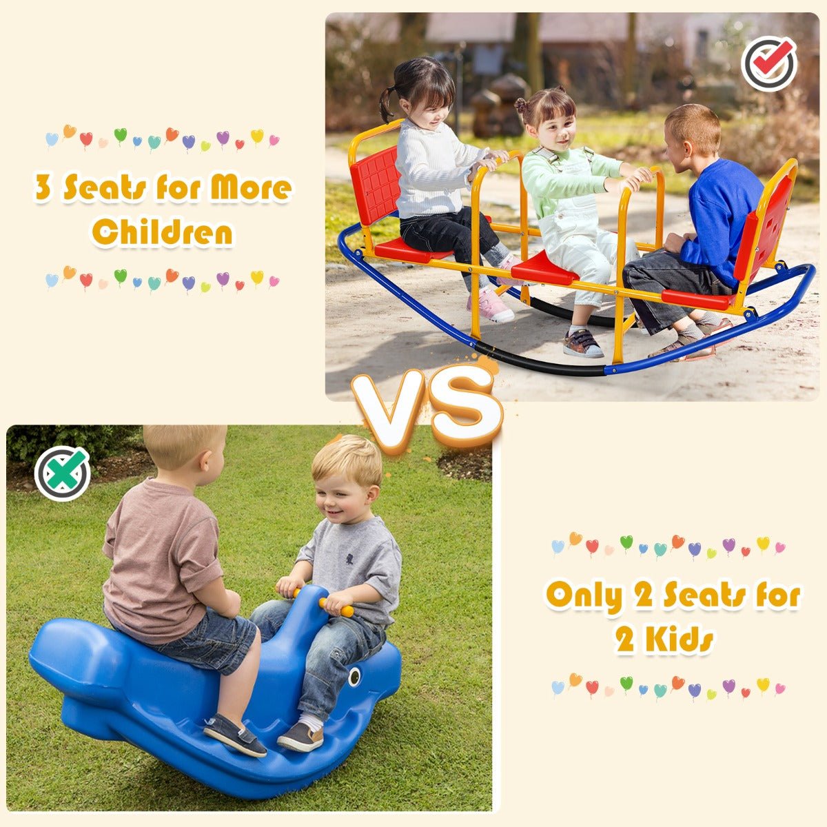 Metal Rocking Seesaw: Safe Play with Handlebars for Children
