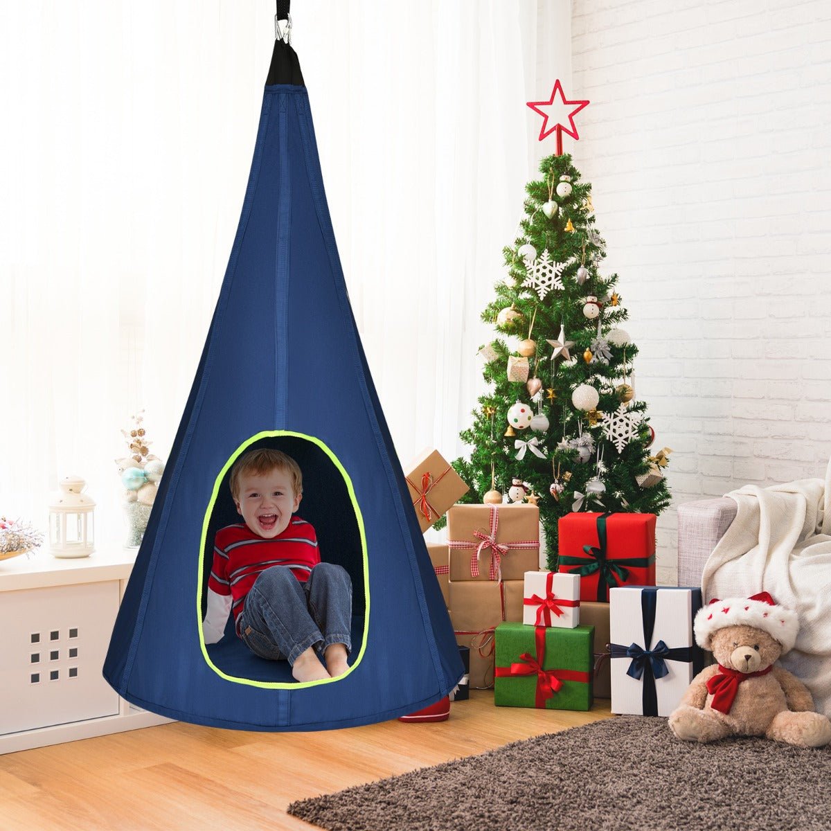 Cloud of Comfort: Kids Nest Swing Tent Blue 80cm, Relax and Swing Away