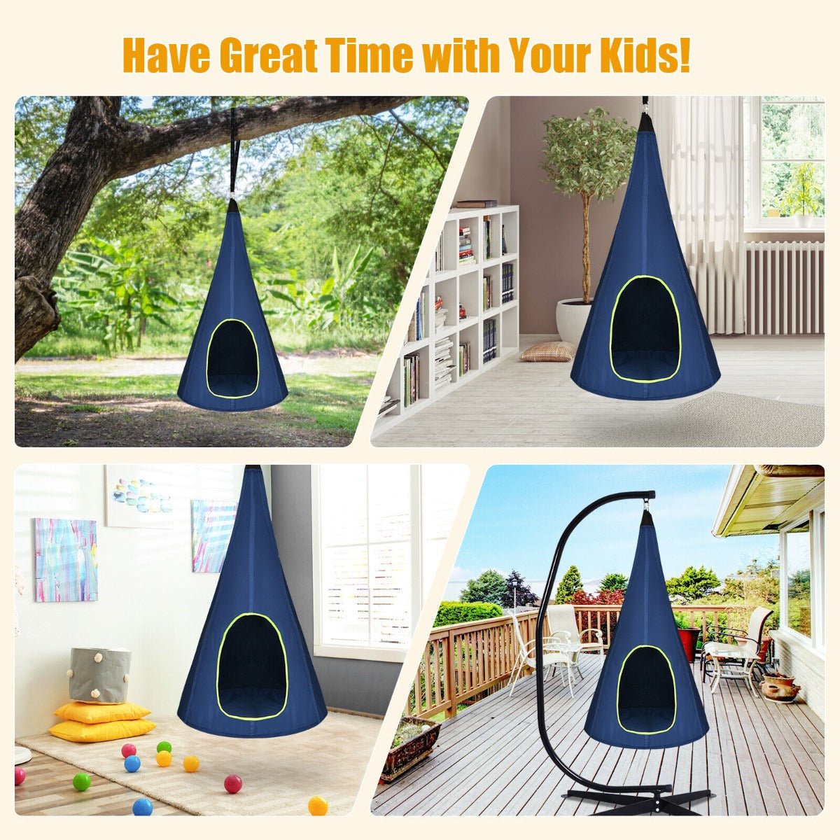 1Whisked to Wonderland: Kids Nest Swing Tent Blue 80cm, Swing into Fantasy